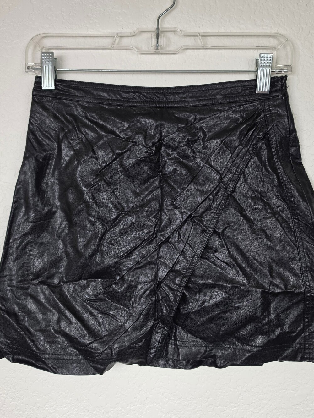 Free People Black Faux Vegan Leather Mini Skirt